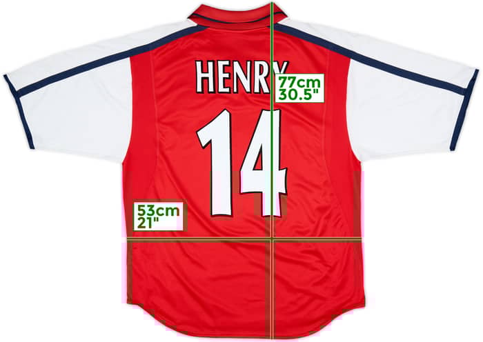2000-02 Arsenal Home Shirt Henry #14 - 8/10 - (L)