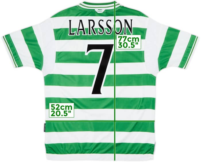 1999-01 Celtic Home Shirt Larsson #7 - 8/10 - (M)