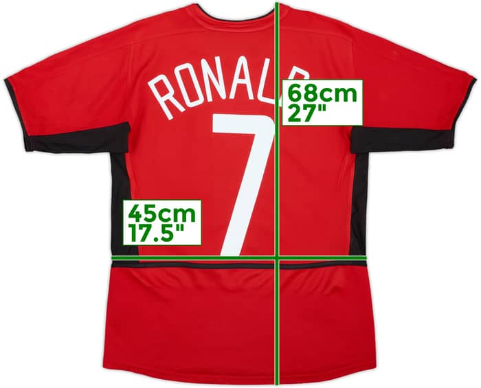 2002-04 Manchester United Home Shirt Ronaldo #7 - 7/10 - (L.Boys)