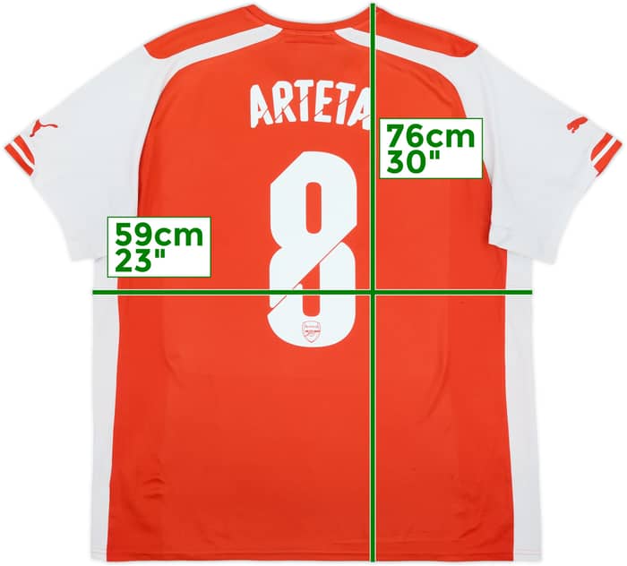 2014-15 Arsenal Home Shirt Arteta #8 - 6/10 - (XL)