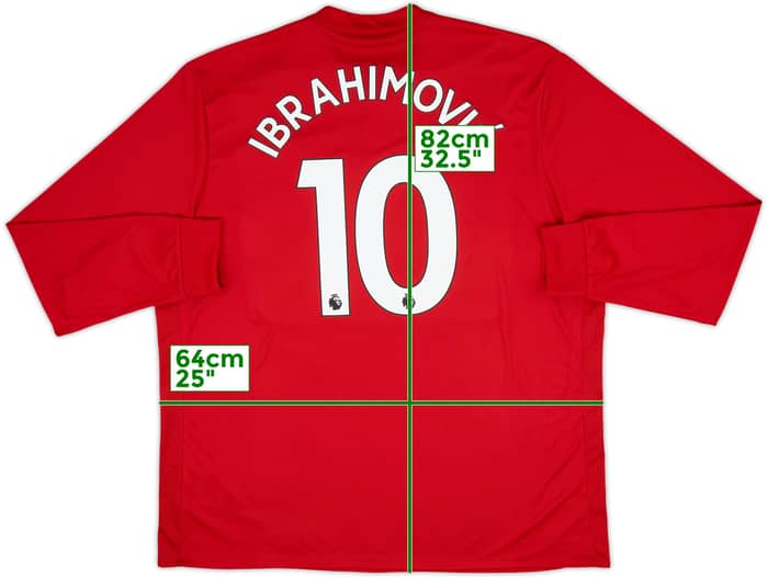 2017-18 Manchester United Home L/S Shirt Ibrahimovic #10 - 8/10 - (XXL)