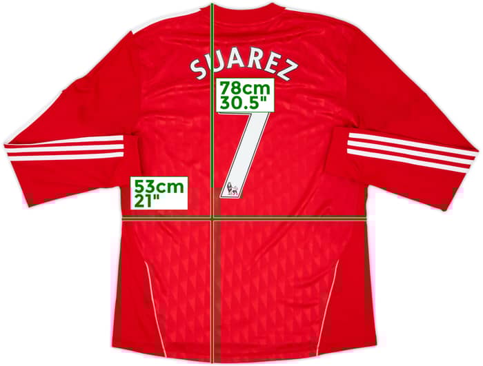 2010-12 Liverpool Home L/S Shirt Suarez #7 - 10/10 - (L)
