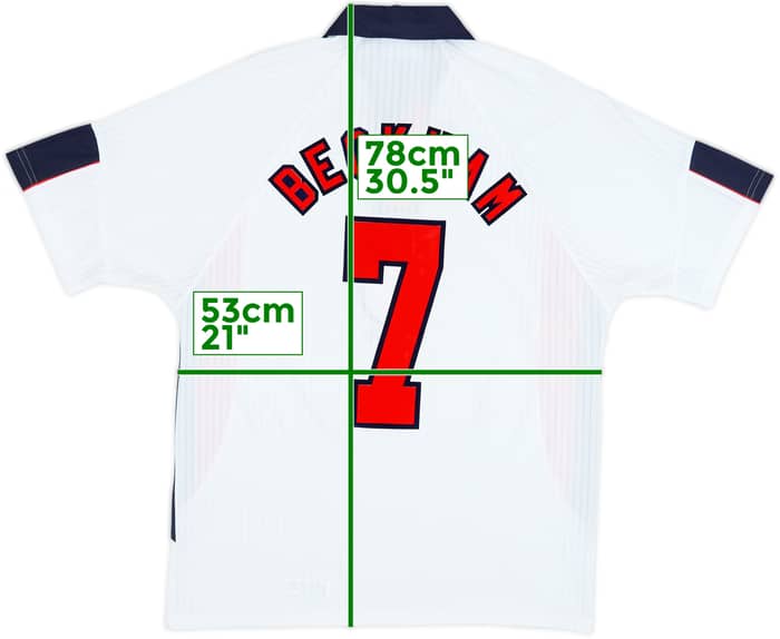 1997-99 England Home Shirt Beckham #7 - 5/10 - (L)