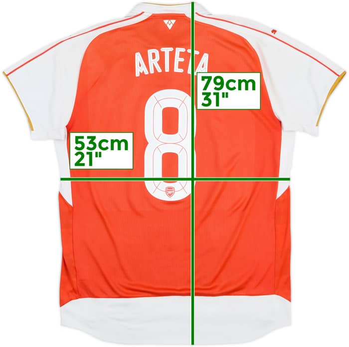 2015-16 Arsenal Home Shirt Arteta #8 - 5/10 - (XL)