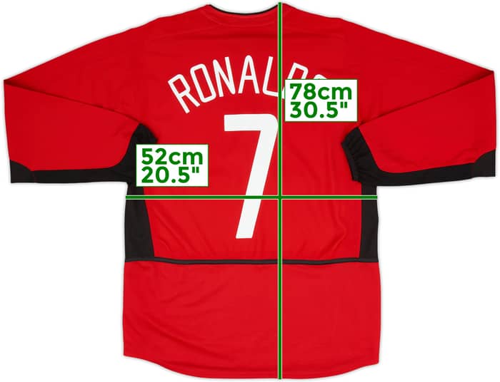 2002-04 Manchester United Home L/S Shirt Ronaldo #7 - 8/10 - (M)