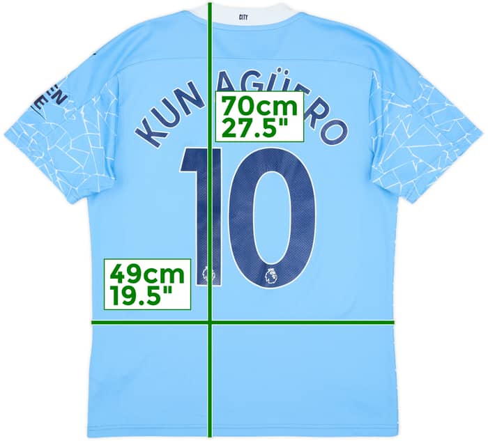 2020-21 Manchester City Home Shirt Kun Aguero #10 - 7/10 - (M)