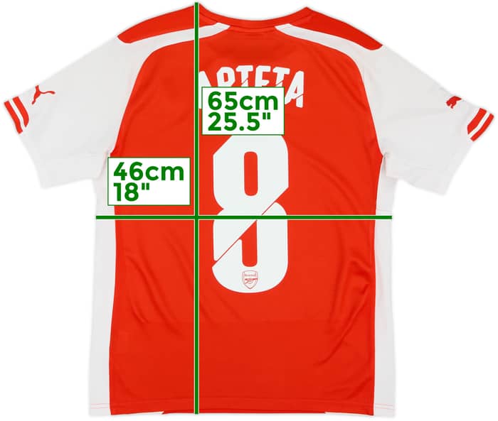 2014-15 Arsenal Home Shirt Arteta #8 - 8/10 - (S)