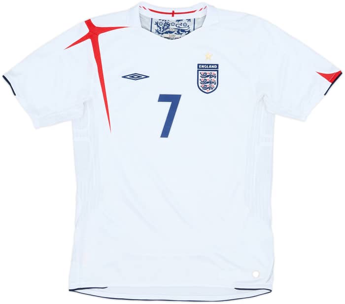 2005-07 England Home Shirt Beckham #7 - 8/10 - (XL.Boys)