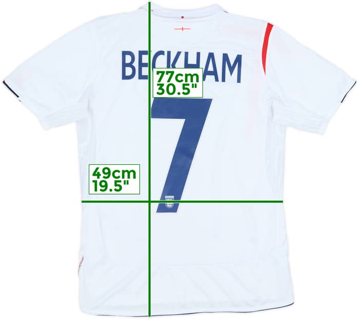 2005-07 England Home Shirt Beckham #7 - 8/10 - (XL.Boys)