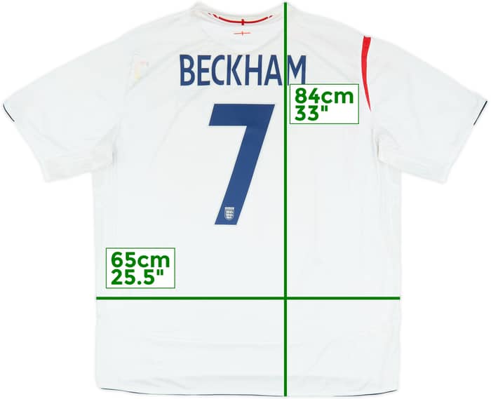 2005-07 England Home Shirt Beckham #7 - 4/10 - (3XL)