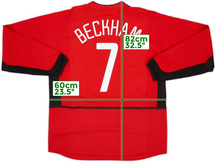 2002-04 Manchester United Home L/S Shirt Beckham #7 - 7/10 - (XL)