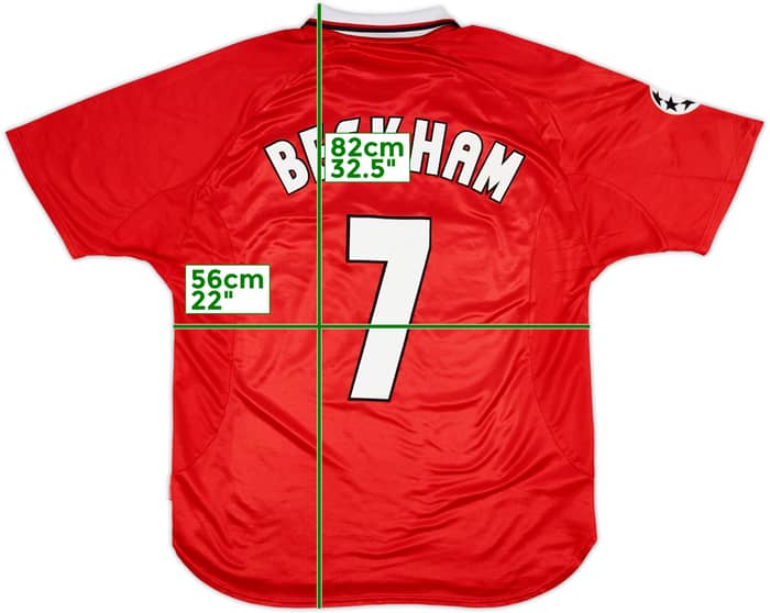 1999-00 Manchester United 'CL Winners' Shirt Beckham #7 - 8/10 - (XL)
