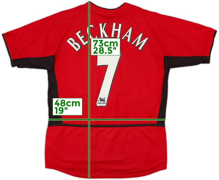 2002-04 Manchester United Home Shirt Beckham #7 - 7/10 - (XL.Boys)
