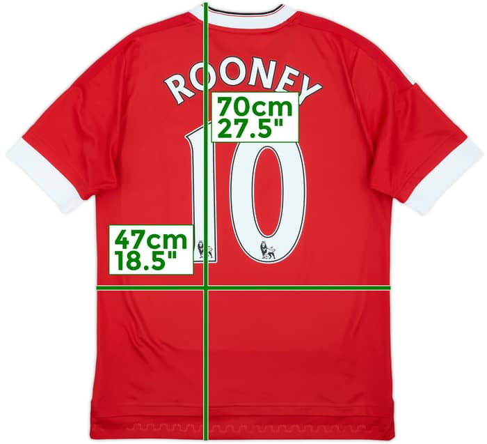 2015-16 Manchester United Home Shirt Rooney #10 - 7/10 - (XL.Boys)