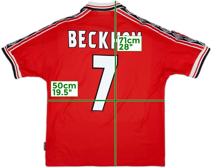 1998-00 Manchester United Home Shirt Beckham #7 - 6/10 - (M)