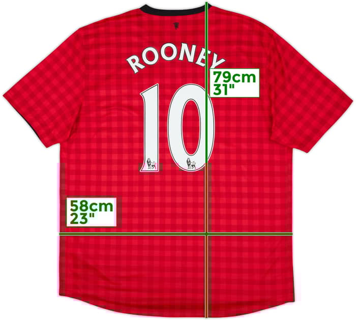 2012-13 Manchester United Home Shirt Rooney #10 - 7/10 - (XL)