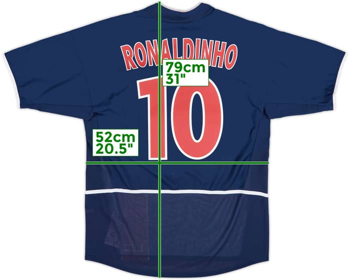2002-03 Paris Saint-Germain Home Shirt Ronaldinho #10 - 8/10 - (M)