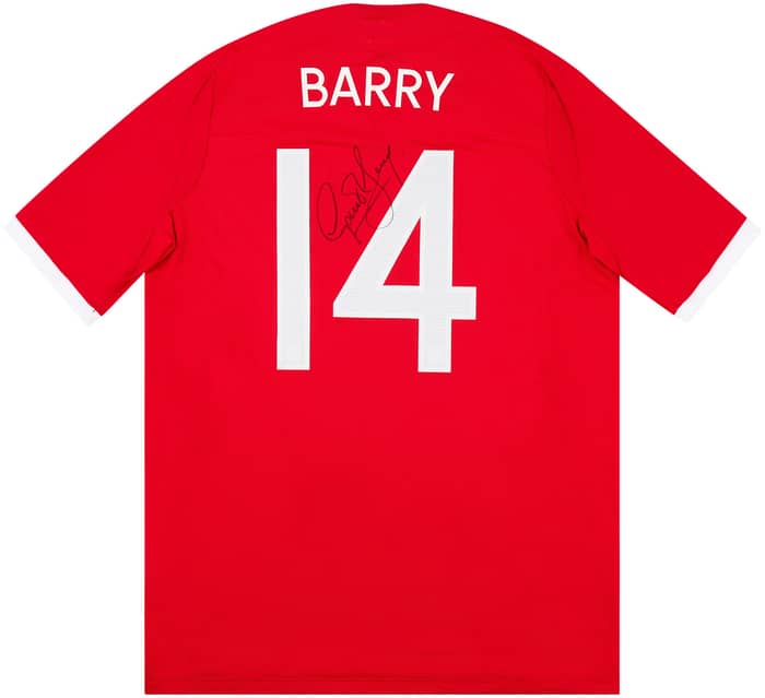 2010 England Match Issue Signed Away Shirt Barry #14 (v Germany)