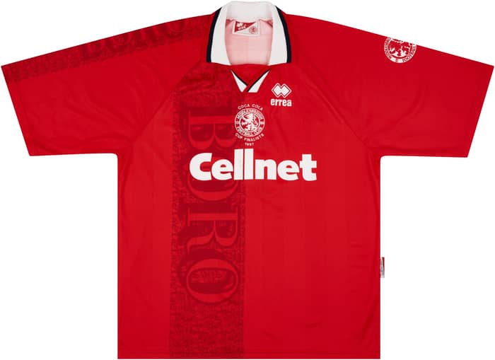 1996-97 Middlesbrough Player Issue League Cup Final Home Shirt Morris #26