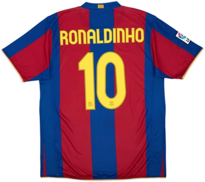 2007-08 Barcelona Home Shirt Ronaldinho #10 - 10/10 - (L)