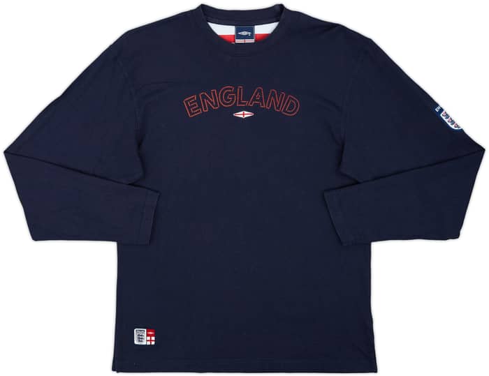 Camiseta de manga larga de algodón Umbro de Inglaterra 2004-06 - 8/10 - (M)