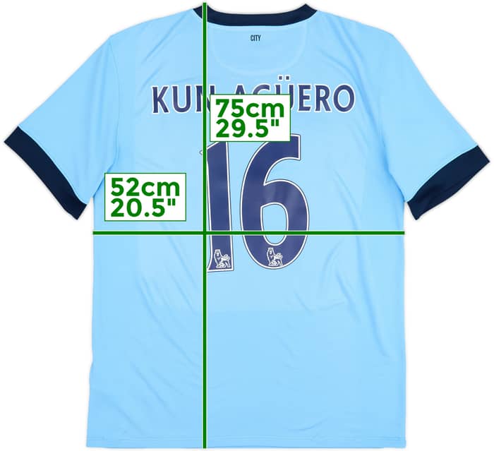 2014-15 Manchester City Home Shirt Kun Aguero #16 - 6/10 - (L)