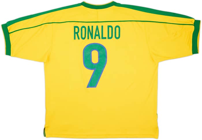 1998-00 Brazil Home Shirt Ronaldo #9 - 6/10 - (XL)