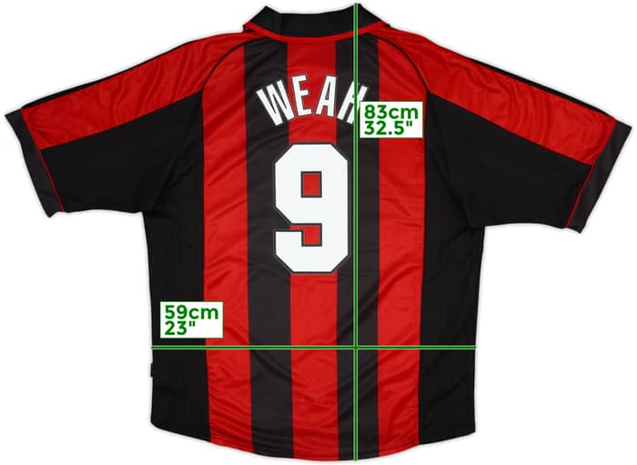 1998-00 AC Milan Home Shirt Weah #9 - 8/10 - (XL)
