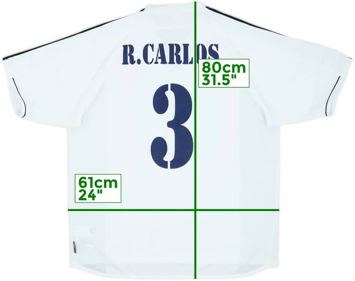 2003-04 Real Madrid Home Shirt R.Carlos #3 - 8/10 - (XL)