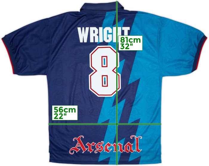 1995-96 Arsenal Away Shirt Wright #8 - 9/10 - (XL)