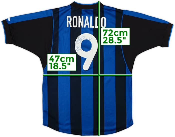2000-01 Inter Milan Signed Home Shirt Ronaldo #9 - 7/10 - (XL.Boys)