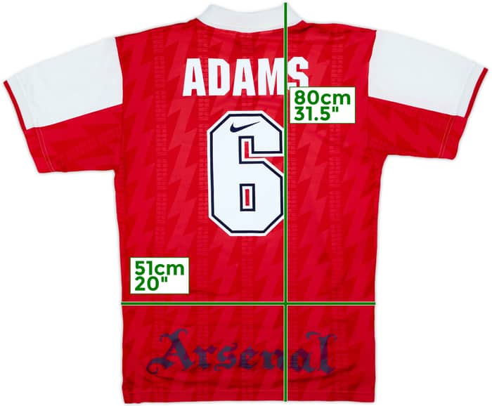 1994-96 Arsenal Home Shirt Adams #6 - 6/10 - (L)