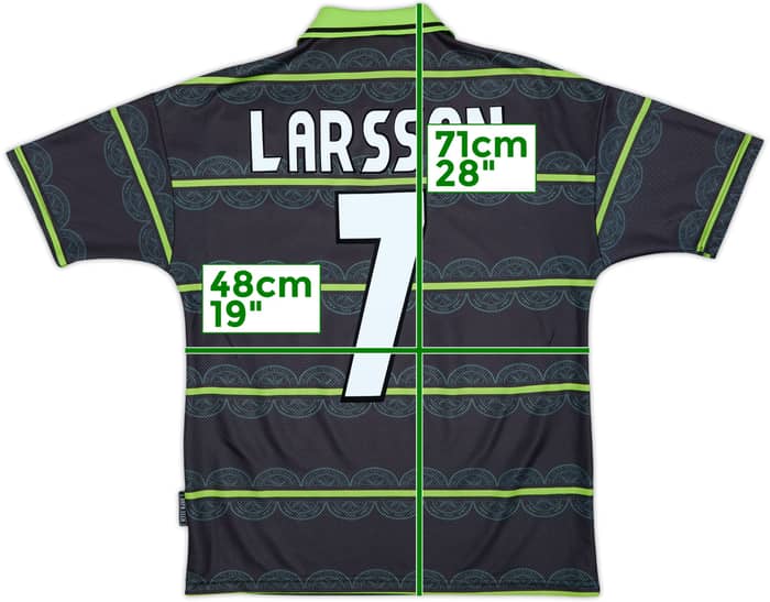 1998-99 Celtic Away Shirt Larsson #7 - 8/10 - (Y)