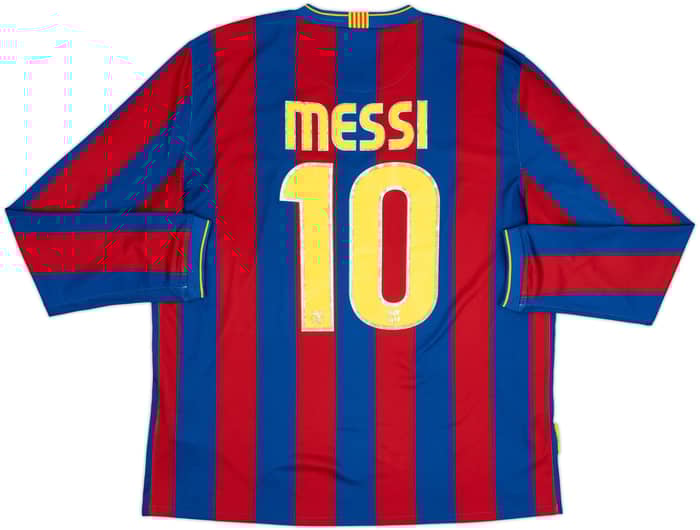 2009-10 Barcelona Home L/S Shirt Messi #10 - 5/10 - (XL)
