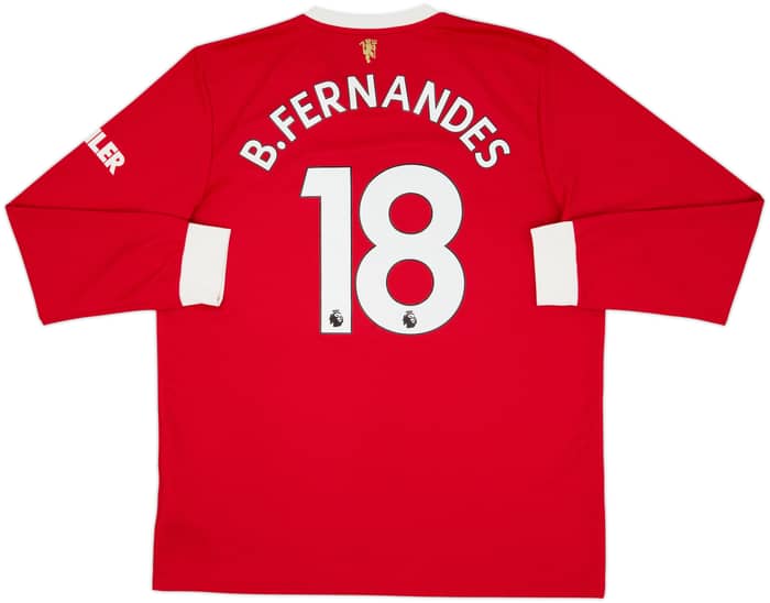 2021-22 Manchester United Home L/S Shirt B.Fernandes #18 - 8/10 - (XL)
