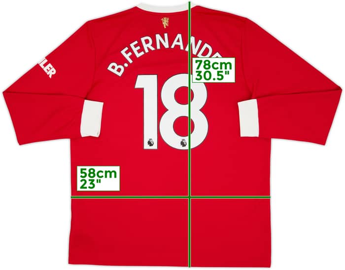 2021-22 Manchester United Home L/S Shirt B.Fernandes #18 - 8/10 - (XL)
