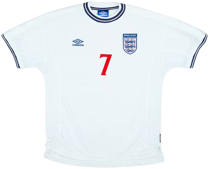 1999-01 England Home Shirt Beckham #7 - 7/10 - (XL)