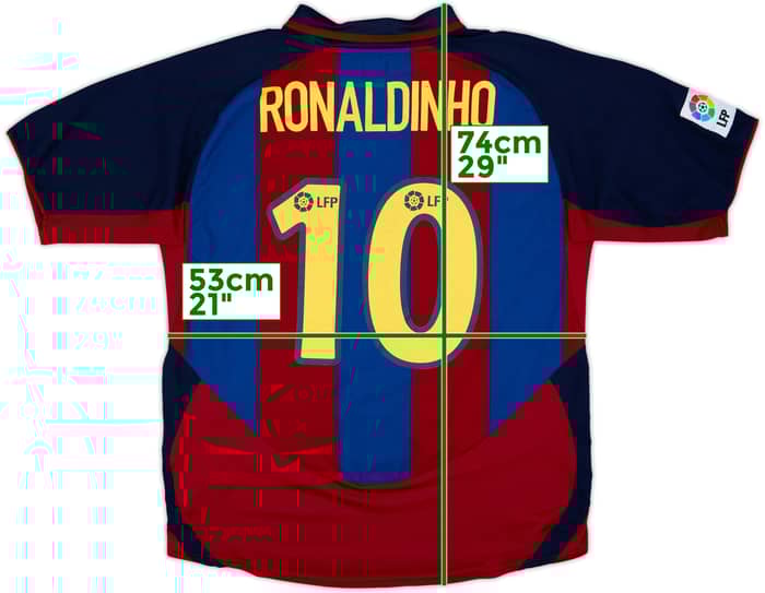 2003-04 Barcelona Home Shirt Ronaldinho #10 - 6/10 - (L)