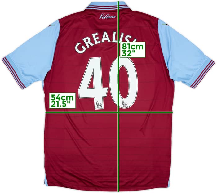 2015-16 Aston Villa Home Shirt Grealish #40 - 6/10 - (XL)