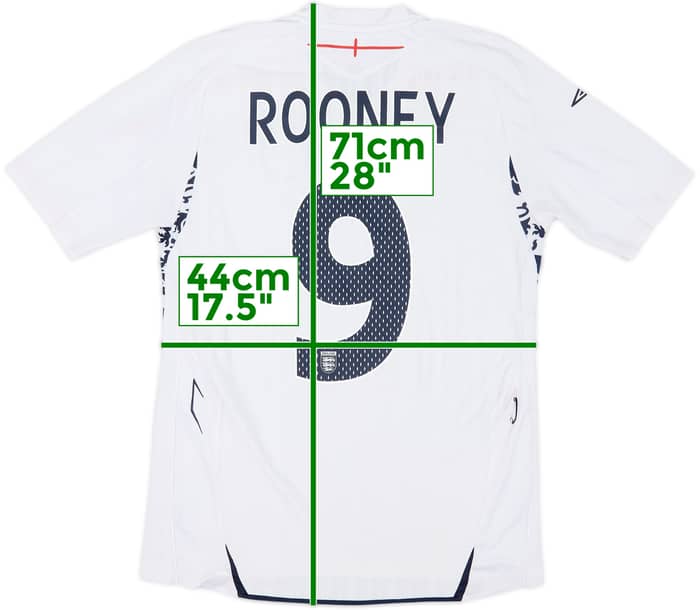 2007-09 England Home Shirt Rooney #9 - 7/10 - (XL.Boys)