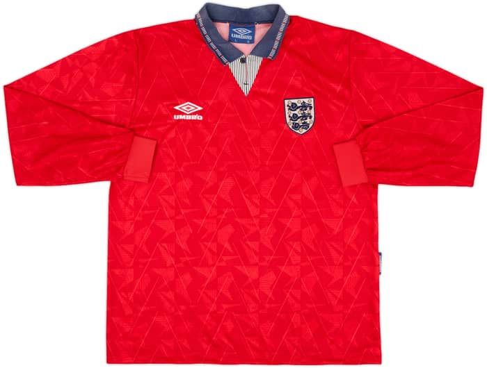 1990-93 England Away L/S Shirt - 6/10 - (L)