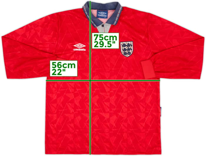 1990-93 England Away L/S Shirt - 6/10 - (L)