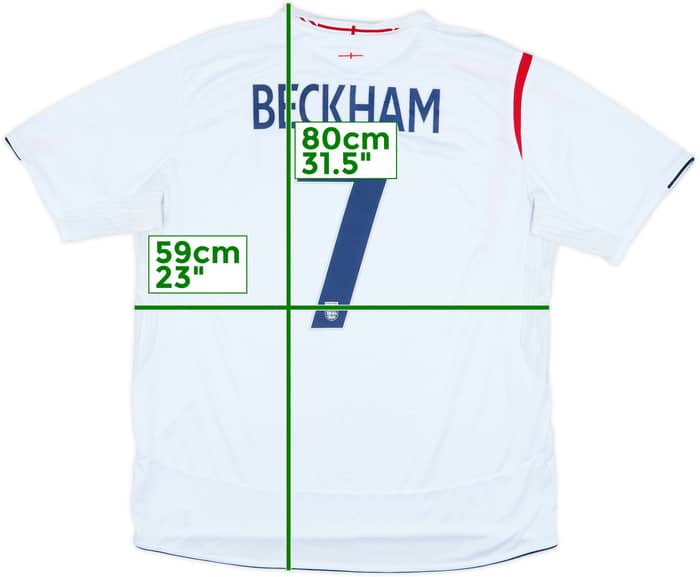 2005-07 England Home Shirt Beckham #7 - 6/10 - (XXL)
