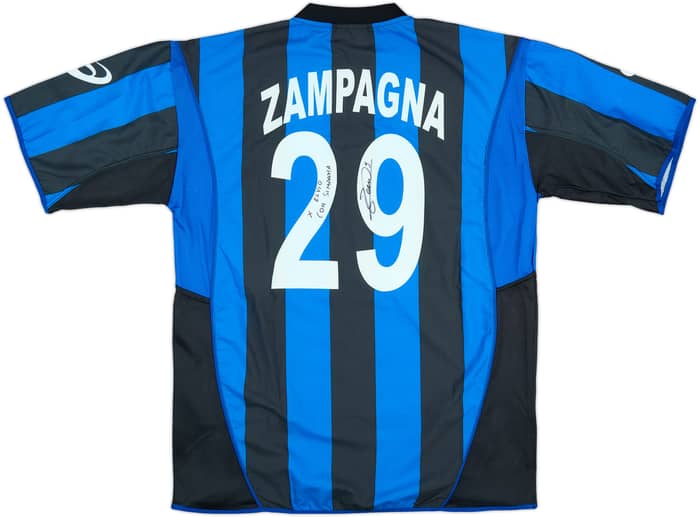 2005-06 Atalanta Match Issue Signed Home Shirt Zampagna #29
