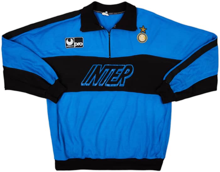 1990-91 Inter Milan Uhlsport 1/4 Zip Sweat Top - 8/10 - (M)