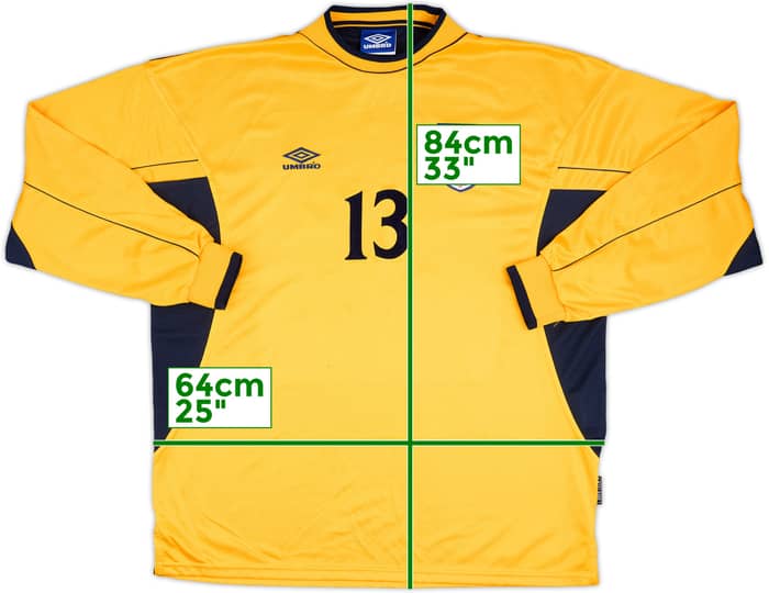 1999-00 England U-21 Match Issue GK Shirt #13 (Weaver)