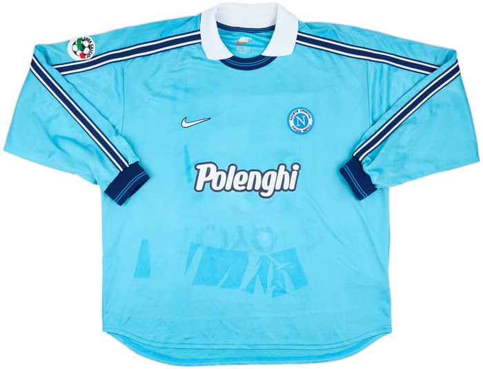1998-99 Napoli Match Issue Home L/S Shirt Schwoch #30