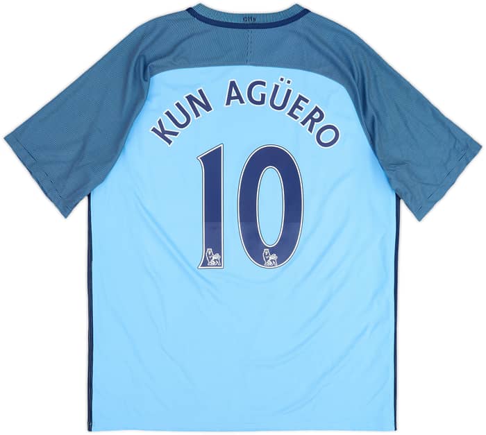 2016-17 Manchester City Home Shirt Kun Aguero #10 - 8/10 - (XL)