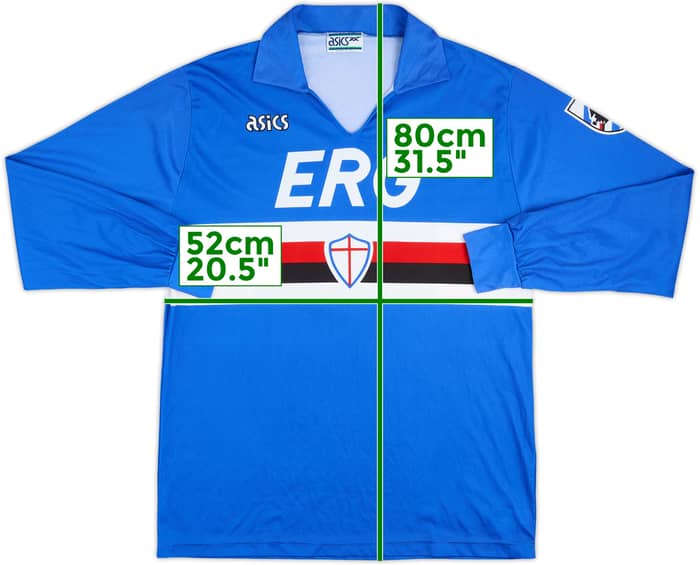1990-92 Sampdoria Home L/S Shirt #6 - 7/10 - (XL)