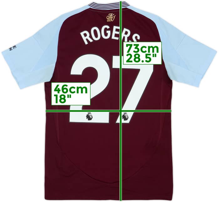 2024-25 Aston Villa Authentic Home Shirt M.Rogers #27 - 10/10 - (S)